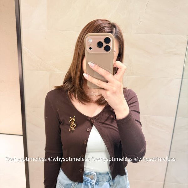 Vintage YSL Gold-Finish Metal Brooch