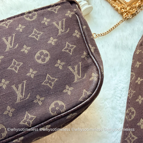 Vintage LV Monogram Denim Bucket Bag - Chocolate Brown