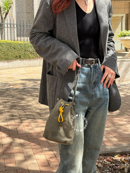 Pre-owned MiuMiu Gabardine Pouch - Olive Green