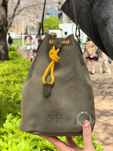Pre-owned MiuMiu Gabardine Pouch - Olive Green
