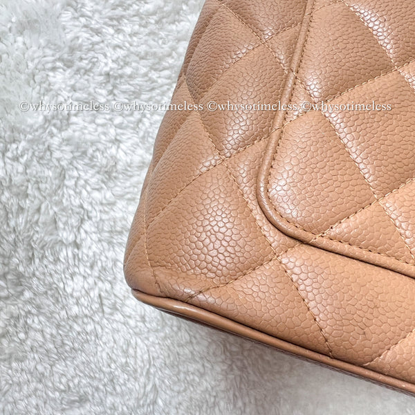 【May 1 Auction】 Vintage Chanel Caviar Medallion Hilton Tote - Dark Beige