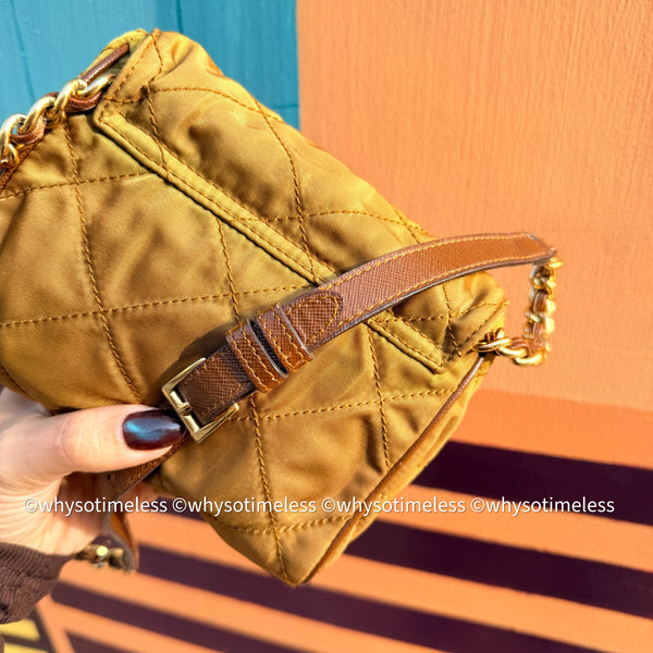 Vintage Prada Mini 2-way Belt Bag - Ginkgo Leaf Brown