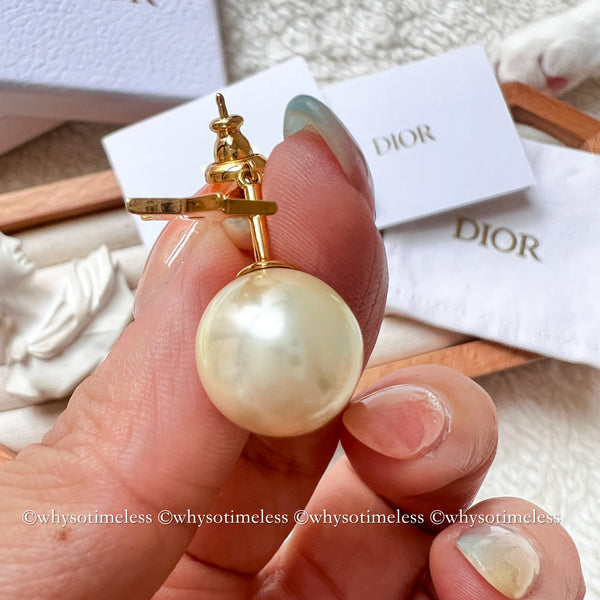 Pre-owned Dior Pearl Tribales Letter M & Star Gold-Finish Metal Earrings