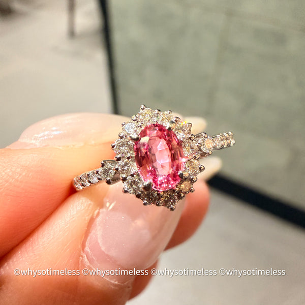 Natural Padparadscha Diamond PT900 Ring - Lotus