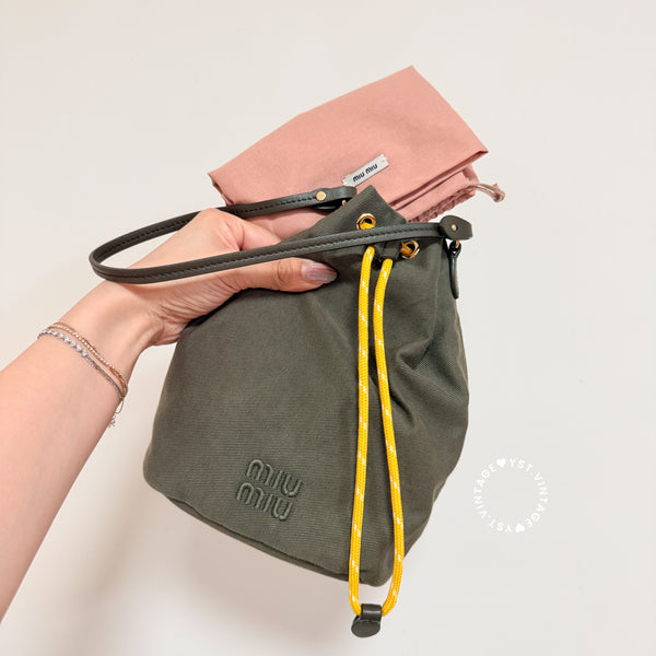 Pre-owned MiuMiu Gabardine Pouch - Olive Green