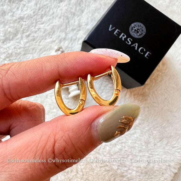 Pre-owned Versace Gold-Finish Metal Hoop Earrings
