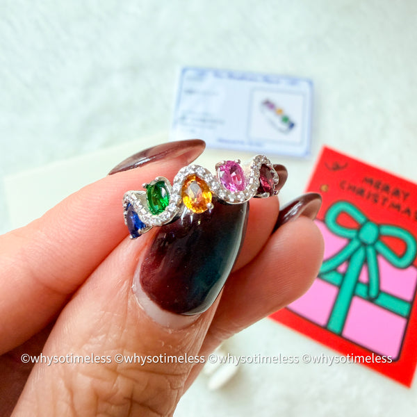 Rainbow Sapphire Zircon Silver Ring