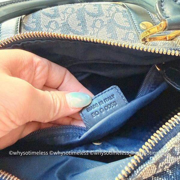 Vintage Dior Trotter 25cm Boston Bag - Navy 002
