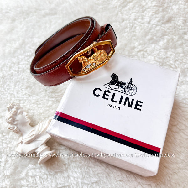 Vintage CELINE Sulky Belt - Brown*Gold With Original Box