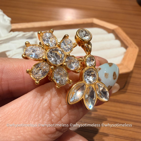 Vintage Monet 1980’s Rhinestones Bloom & Buzz Ear Clips