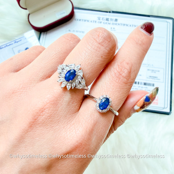 Natural Sapphire Zircon Silver Ring - Eugene