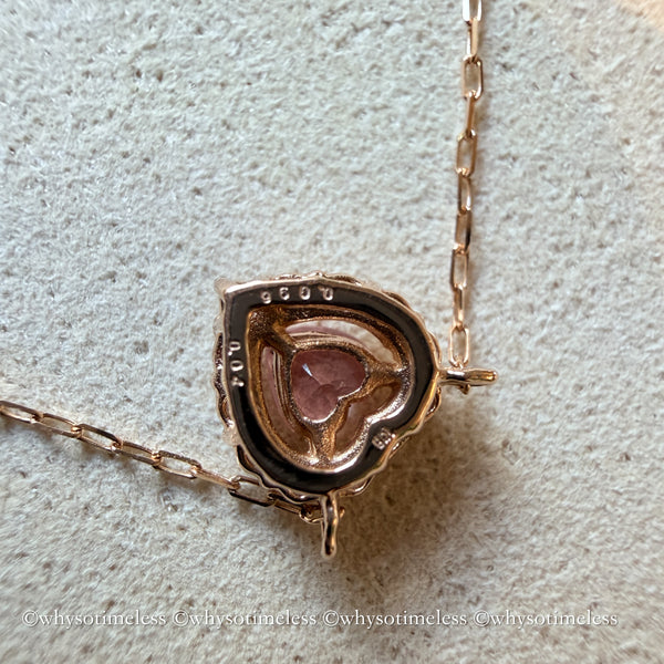 0.096ct Natural Padparadscha Diamond 18KRG Necklace