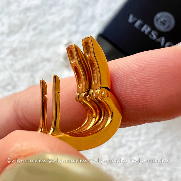 Pre-owned Versace Gold-Finish Metal Hoop Earrings