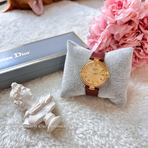 Vintage Dior Roman Numeral Watch - Gold*Brown