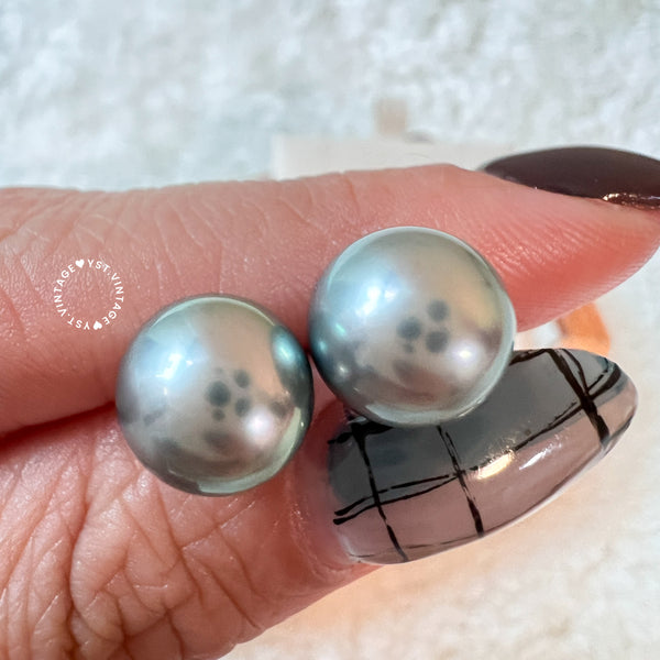 9-10mm 大溪地 Tahitian Pearl 18KPT900 Earrings - Ocean Blue