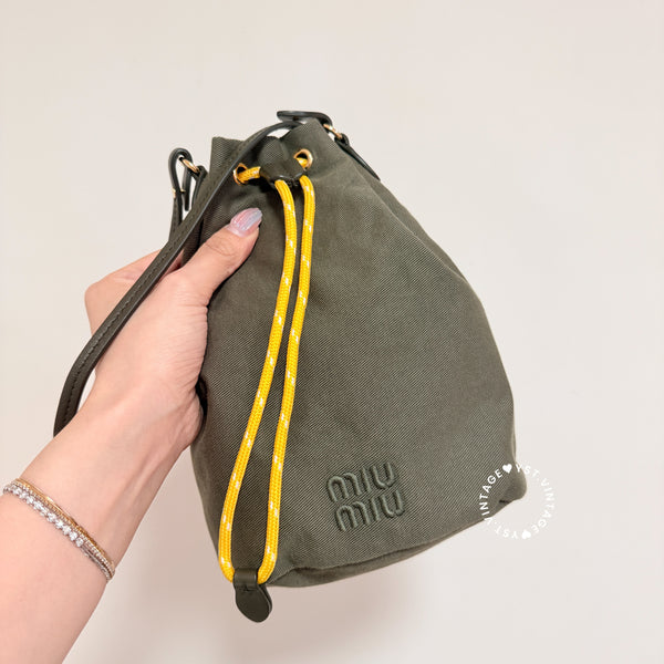 Pre-owned MiuMiu Gabardine Pouch - Olive Green