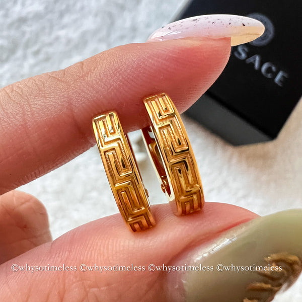 Pre-owned Versace Gold-Finish Metal Hoop Earrings