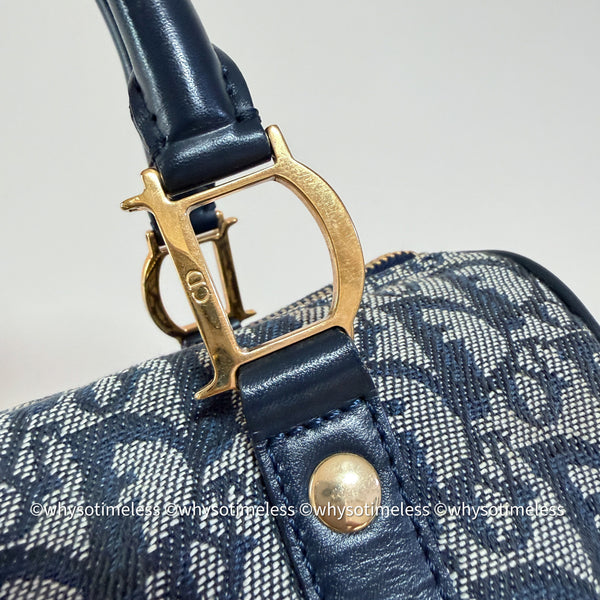 Vintage Dior Trotter 25cm Boston Bag - Navy 002