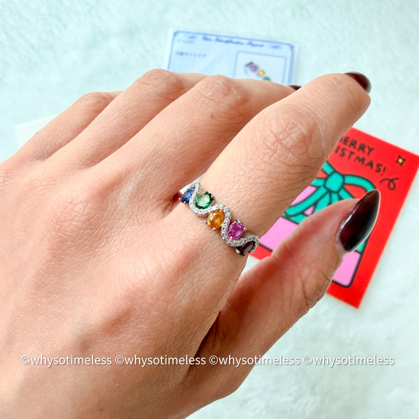 Rainbow Sapphire Zircon Silver Ring