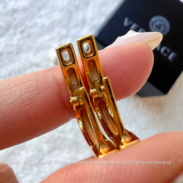 Pre-owned Versace Gold-Finish Metal Hoop Earrings