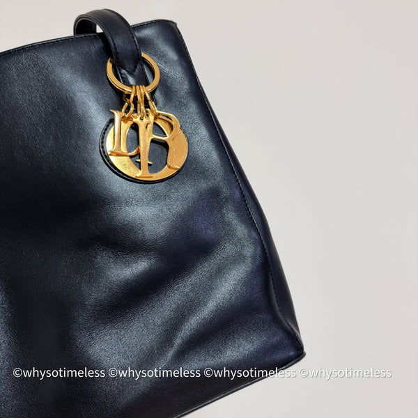 Vintage Lady Dior Shoulder Bag in Calf Leather - Black