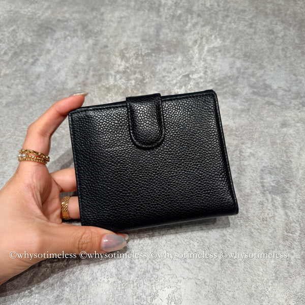 Vintage Chanel 2004-05'S Caviar Coco Short Wallet - Black 006