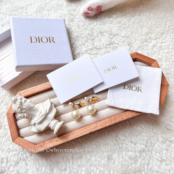 Pre-owned Dior Pearl Tribales Letter M & Star Gold-Finish Metal Earrings