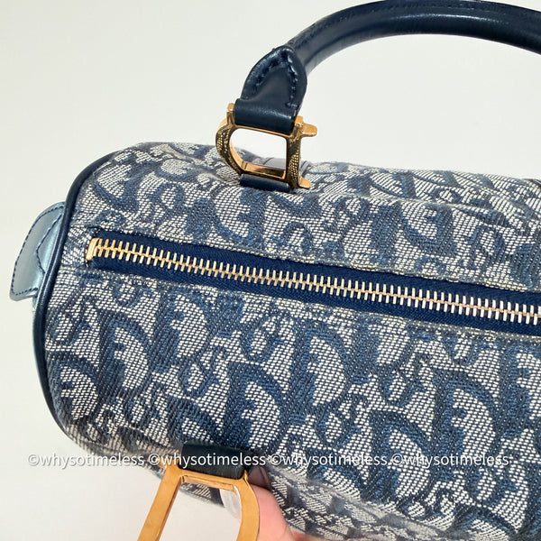 Vintage Dior Trotter 25cm Boston Bag - Navy 002