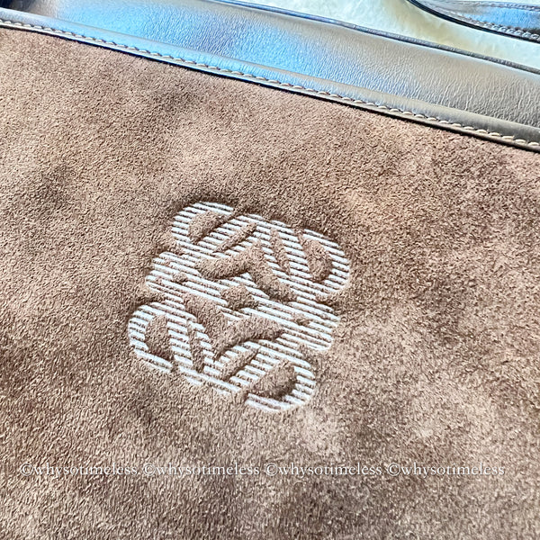 Vintage Loewe Suede Shoulder Bag - Brown