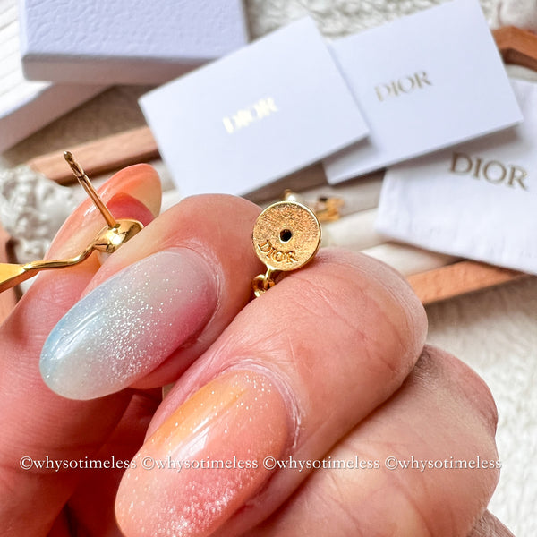 Pre-owned Dior Pearl Tribales Letter M & Star Gold-Finish Metal Earrings
