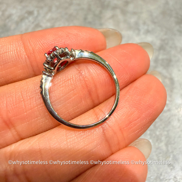 Natural Padparadscha Diamond PT900 Ring - Lotus