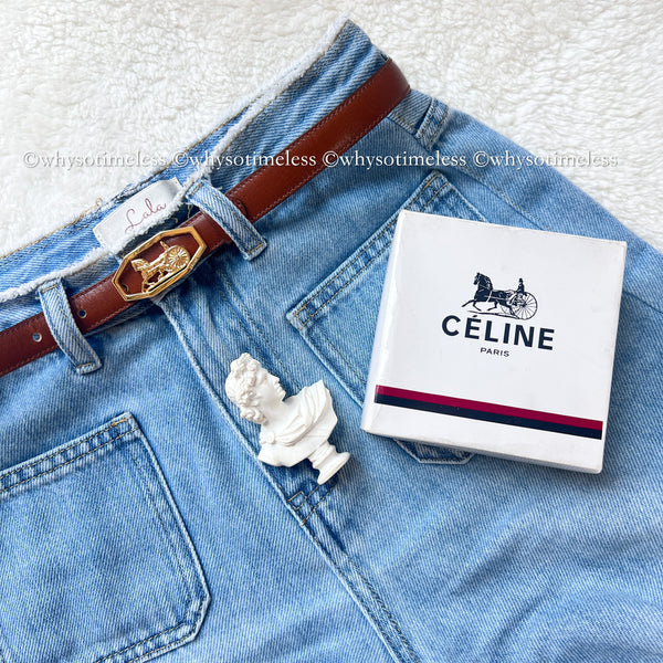 Vintage CELINE Sulky Belt - Brown*Gold With Original Box