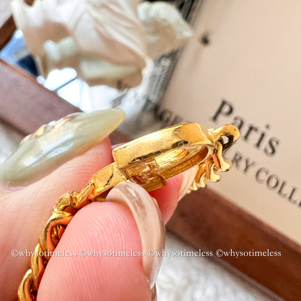 Vintage Dior CD Gold-Finish Metal with Rhinestone Bracelet