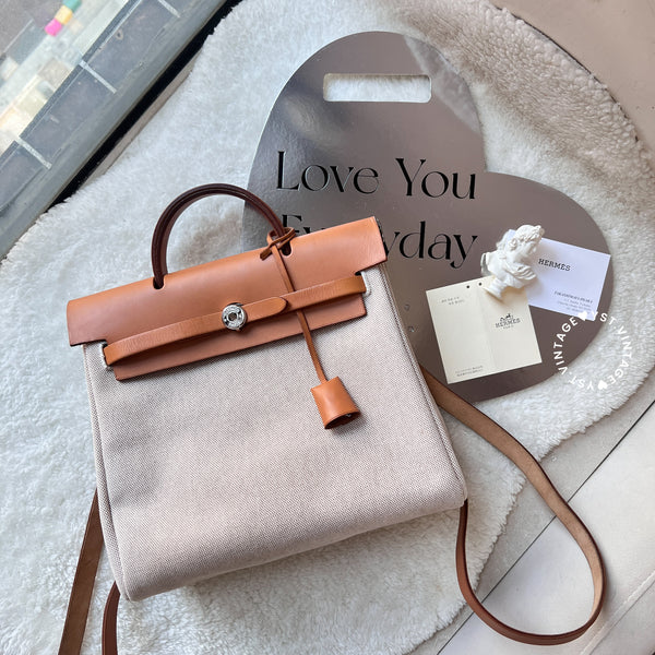 Vintage Hermès 2003 Herbag Ado Backpack PM - Beige