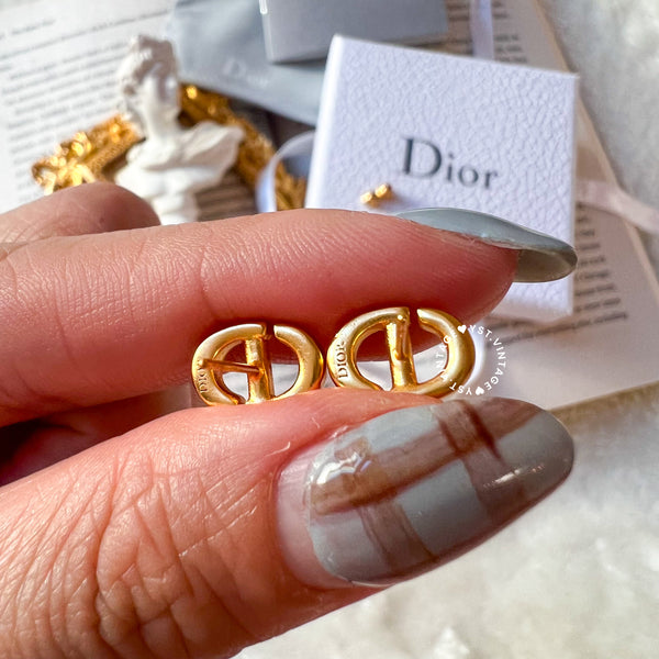 Pre-owned Dior CD Navy Stud Earrings