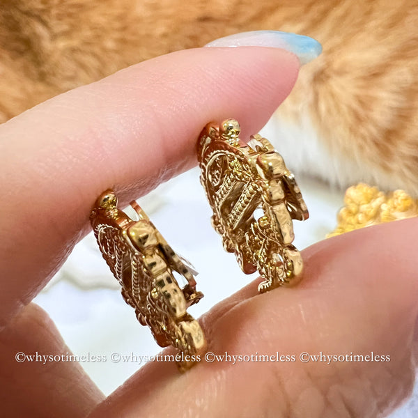 Vintage Dior Gold-Finish Metal Pumpkin Car Ear Clips