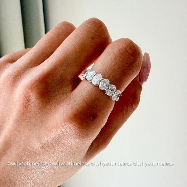【Pre-order】Oval Lab Grown Diamond 10K Half Eternity Ring 0.30ct@