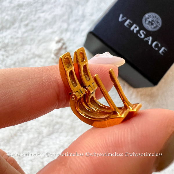 Pre-owned Versace Gold-Finish Metal Hoop Earrings
