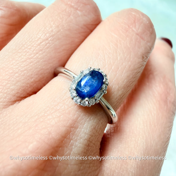 Natural Sapphire Zircon Silver Ring - Eugene