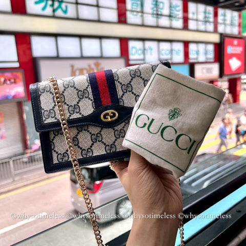 Vintage Gucci Sherry Line Ophidia Super Mini Bag - Navy