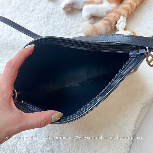Vintage Dior Oblique Shoulder Bag - Navy
