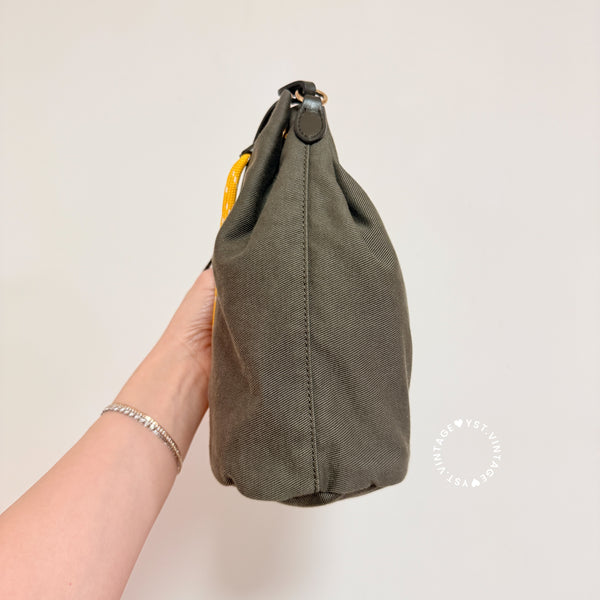 Pre-owned MiuMiu Gabardine Pouch - Olive Green