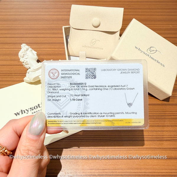 1.18ct Lab Grown Diamond 10K Heart Brilliant Cut Necklace