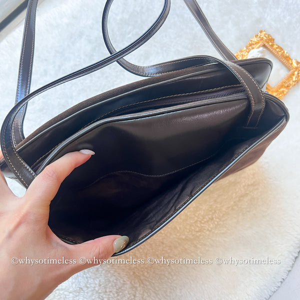 Vintage Loewe Suede Shoulder Bag - Brown