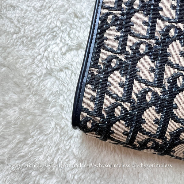 Vintage Dior Oblique Shoulder Bag - Navy