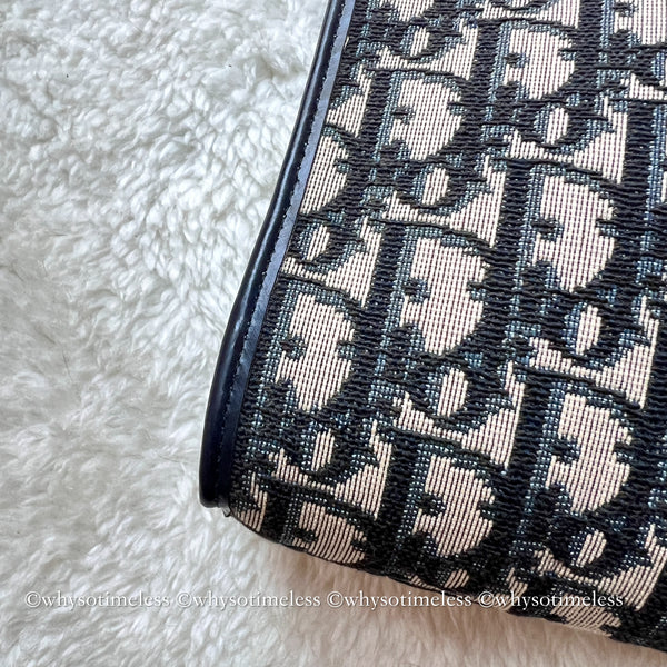 Vintage Dior Oblique Shoulder Bag - Navy