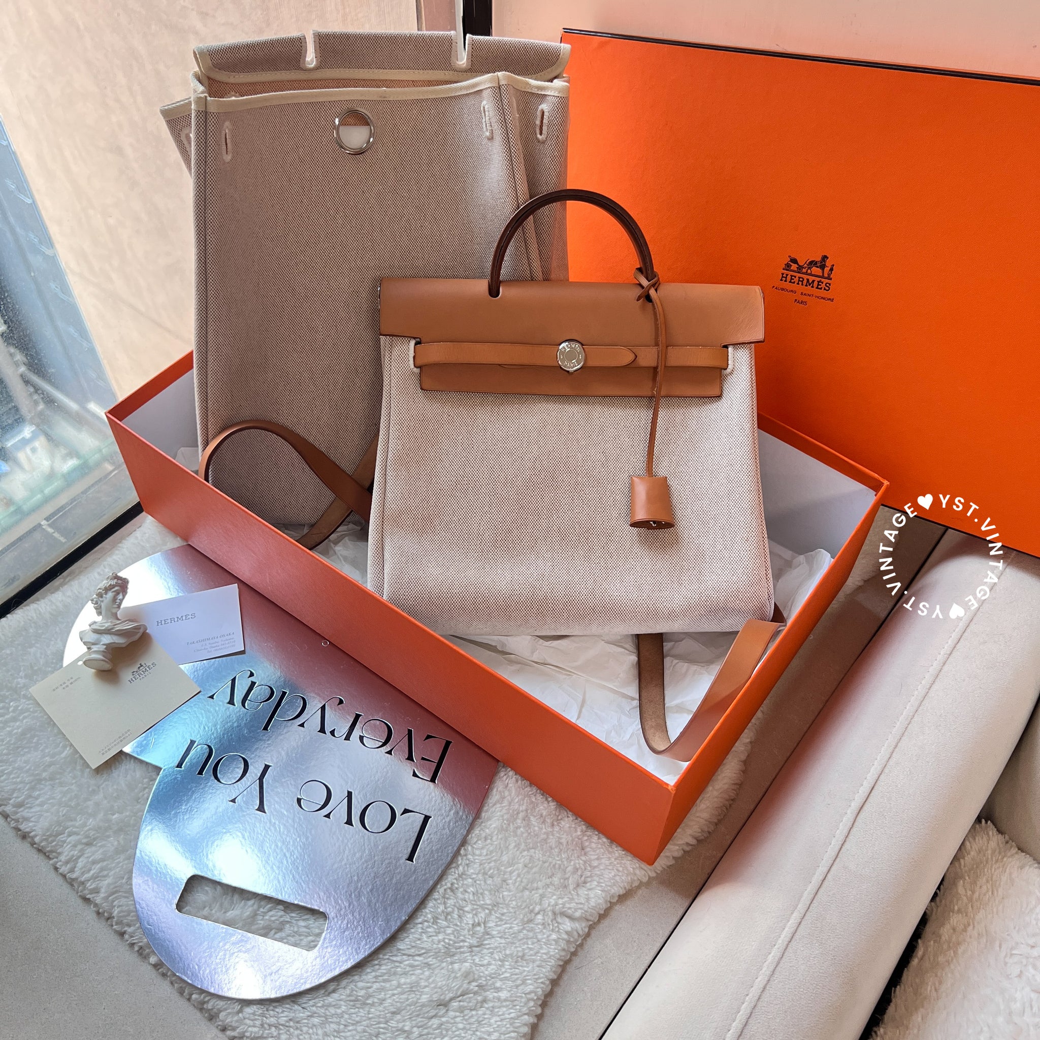Vintage Hermès 2003 Herbag Ado Backpack PM - Beige