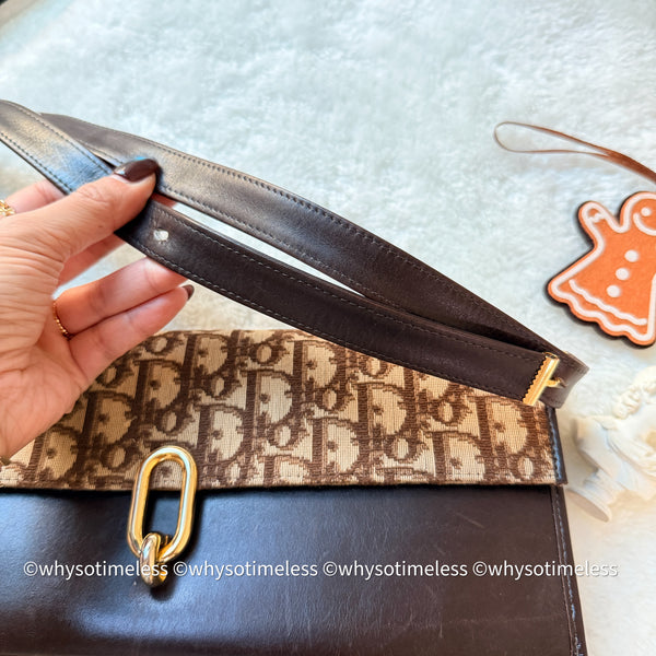 Vintage Dior Oblique 2-way Bag - Brown