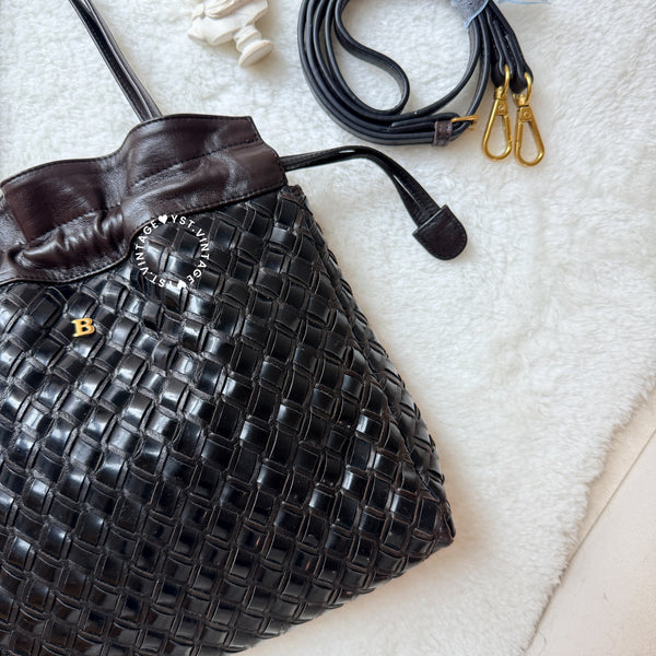 Vintage Bally Intrecciato Handbag - Chocolate Brown