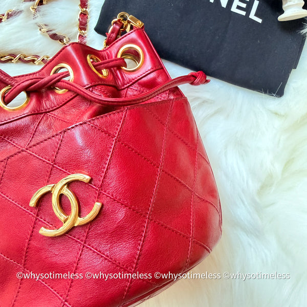 Vintage Chanel Mini Bucket Bag - Red